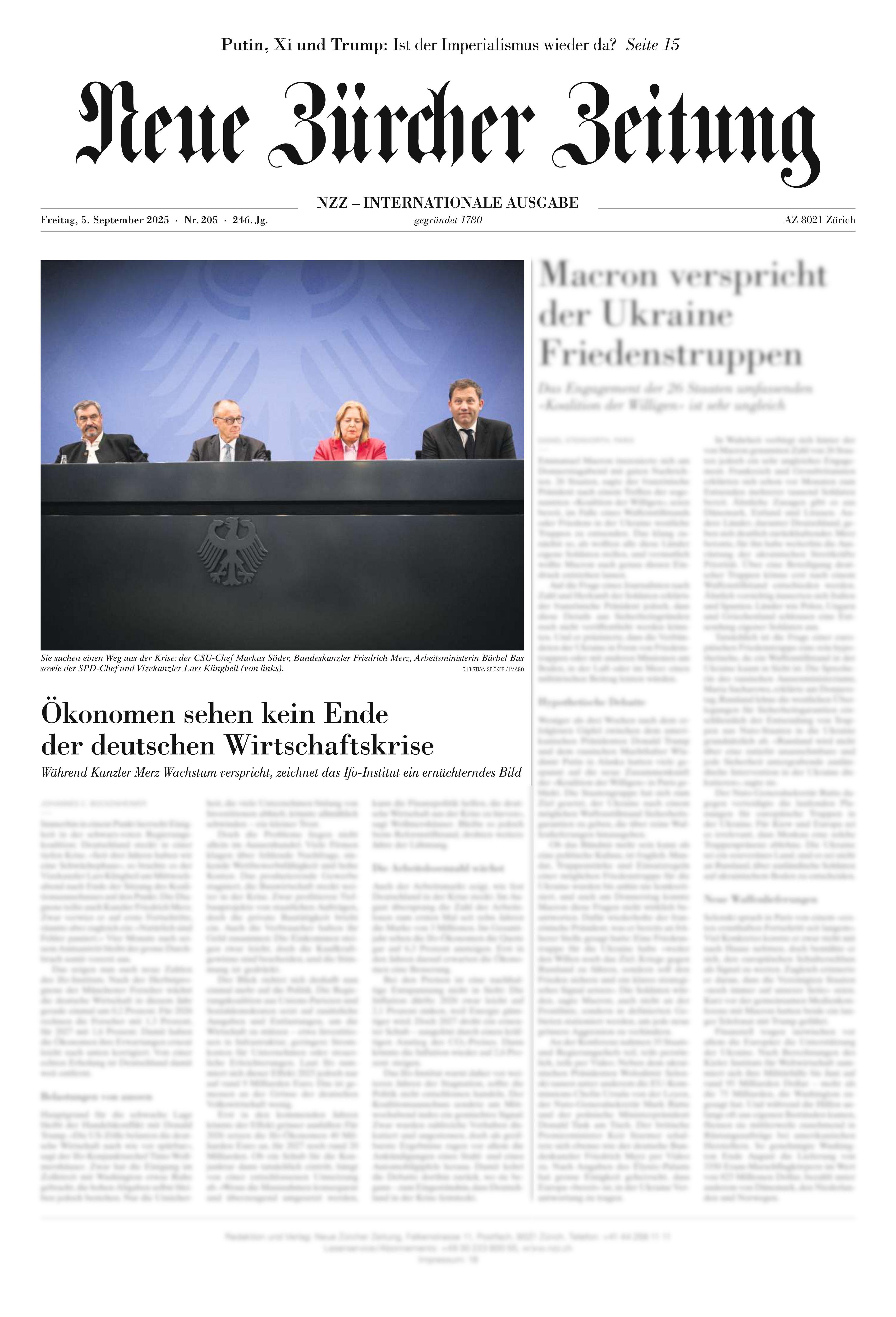 Neue Züricher Zeitung 05.09.2025